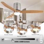 Ventilateur Plafond avec Lumière LED à Intensité Variable, 132 cm, Télécommande/Mode Hiver-Été/Silencieux/Moteur – Image 2