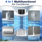 Climatiseur Mobile Silencieux 4 En 1 Ventilateur Rafraichisseur D'Air Avec 4 Vitesses De Ventilation – Image 2