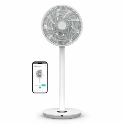Duux Whisper Flex 2 – Ventilateur intelligent 13 dB, mode nuit, minuterie, 2W éco, 54–92 cm, app & télécommande – Blanc